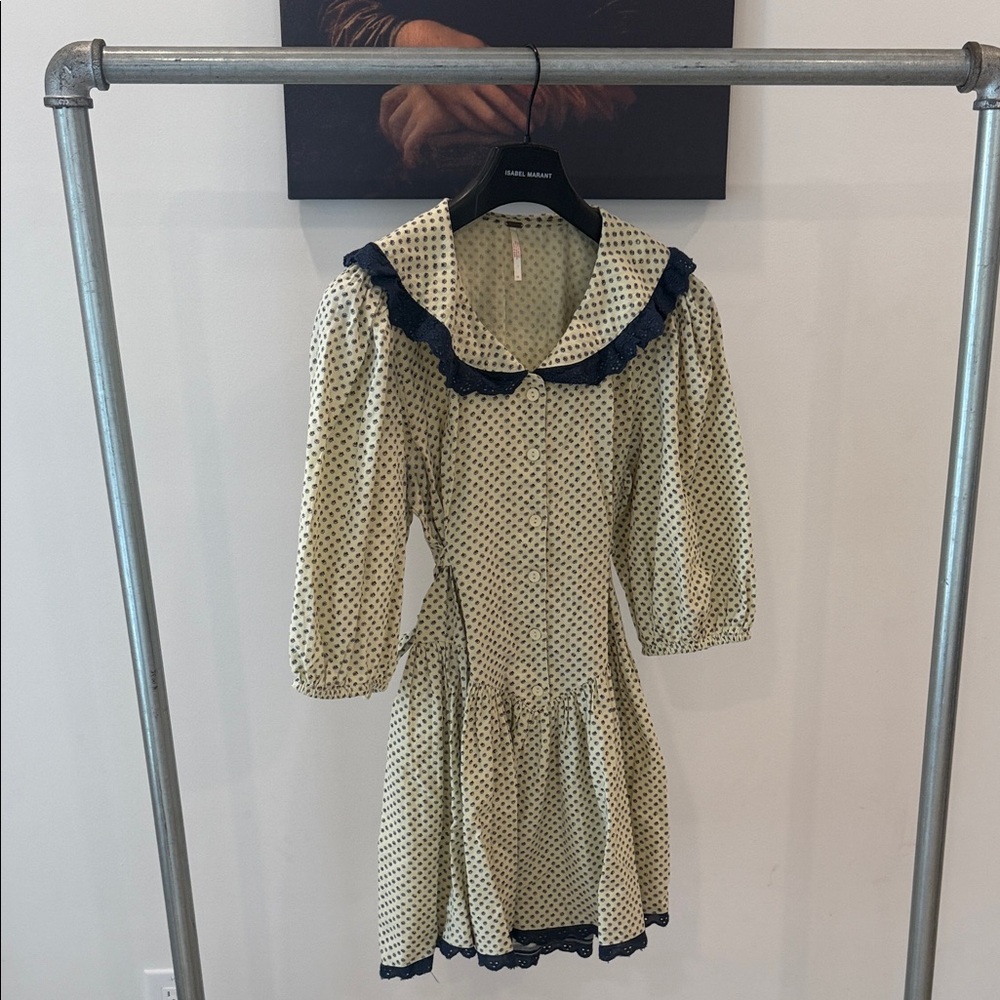 Free People Cream and Navy Mini Dress